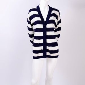 J. CREW Cotton Striped Navy Cardigan Small